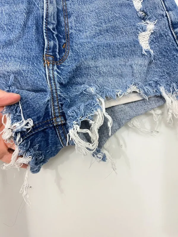 Abercrombie & Fitch Size 26 High Rise Mom Shorts Distressed Denim - Image 4