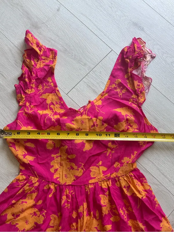 Cupshe Pink & Orange Floral Flutter Sleeve Mini Dress Sz M - Image 7