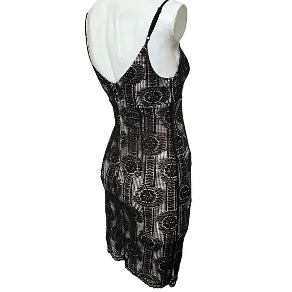 Women's Black Lace Bodycon Dress Sleeveless V-Neck Party S - Image 4