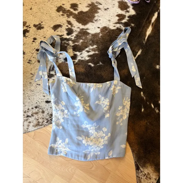 Reformation Ellora floral top Blue Floral Size 6‎ - Image 2
