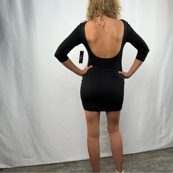 NWT Lulus Long Sleeve Open‎ Back Bodycon Mini Dress in Black Size Small - Image 6