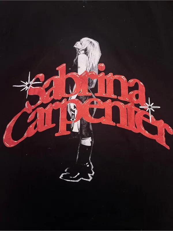 Sabrina Carpenter Black Short-Sleeve Graphic Tee with Red Logo - Image 5
