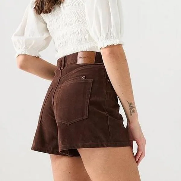 Free People We The Free Tippi Vegan Suede Shorts in Chicory Coffee - 27 - Image 2