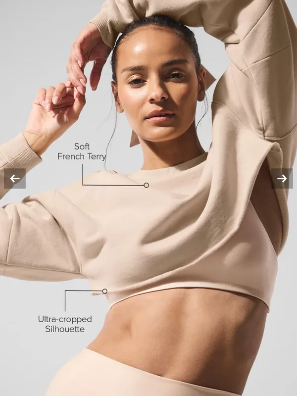 ALO Yoga Extreme Cropped Pullover Macadamia/Light Beige Size XS - Image 12