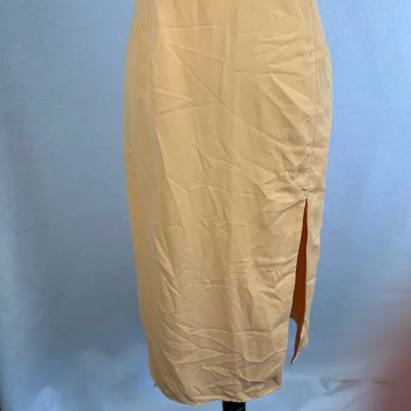 New Abercrombie‎ Fitch Orange Spaghetti Strap Ruched Side Slit Midi Dress Small - Image 5
