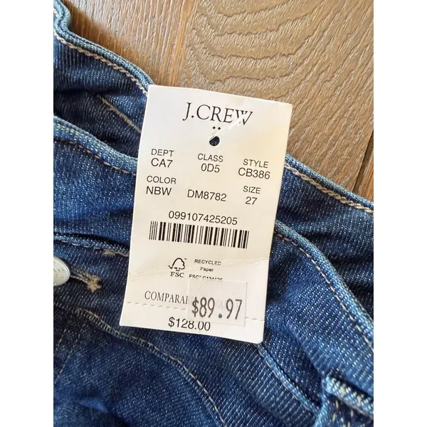 J. Crew Tie-Waist Wide-Leg Denim Trousers Women Dark Wash 27 CB386 - Image 3