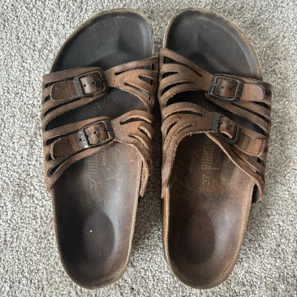 Birkenstock Granada Mocha Birkibuc Sandal Strappy Cushion Support Cork Slide On - Image 8