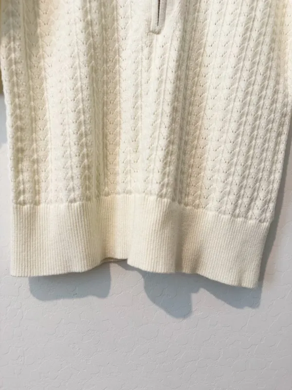 Varley Arney Half Zip Knit Polo Sweater Size Medium Pointelle Top - Image 5
