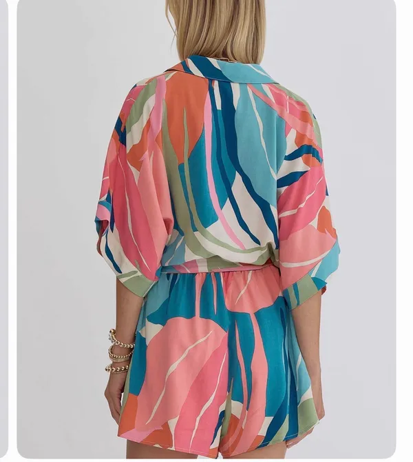 Entro Oversized Floral Tropical Romper - Image 2