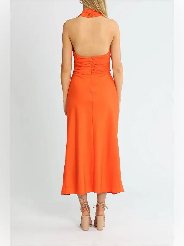 NWT Misha World Linnea midi dress in Carmellia (orange) Size 4 Australia halter - Image 6