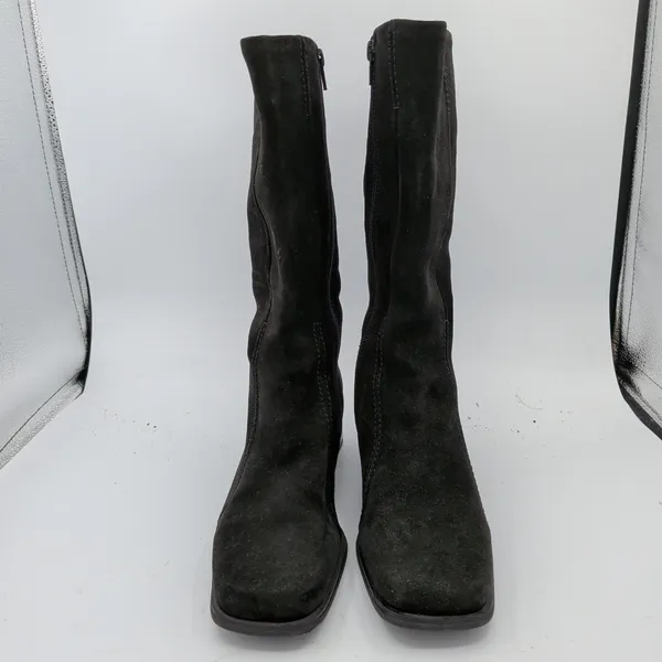 La Canadienne 14487 Black Suede Square Toe Block Heel Mid-Calf Boots Womens‎ 9 M - Image 3