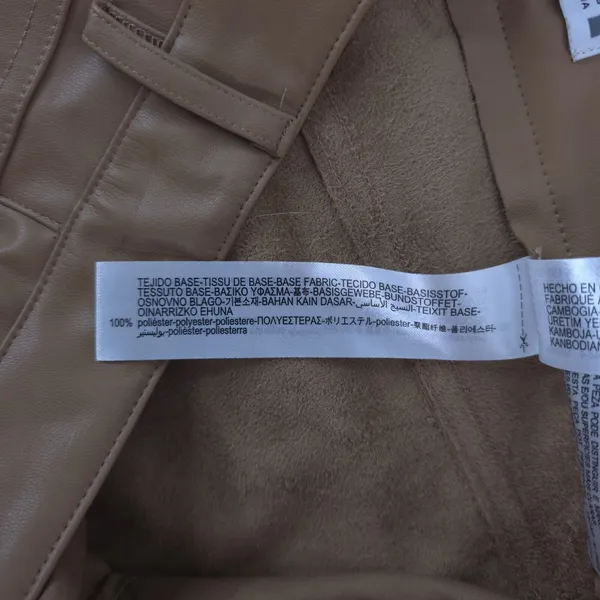 Zara Pants Womens 4 (27x25.5) Vegan Brown Faux Leather Flare Mid Rise‎ - Image 8