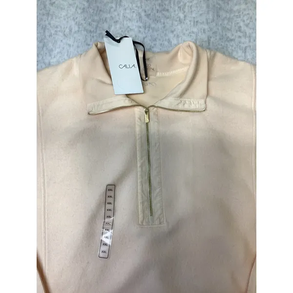 CALIA Elevate Super Plush Quarter Zip Pullover Sun Cream Peach XXL WAX78 - Image 2