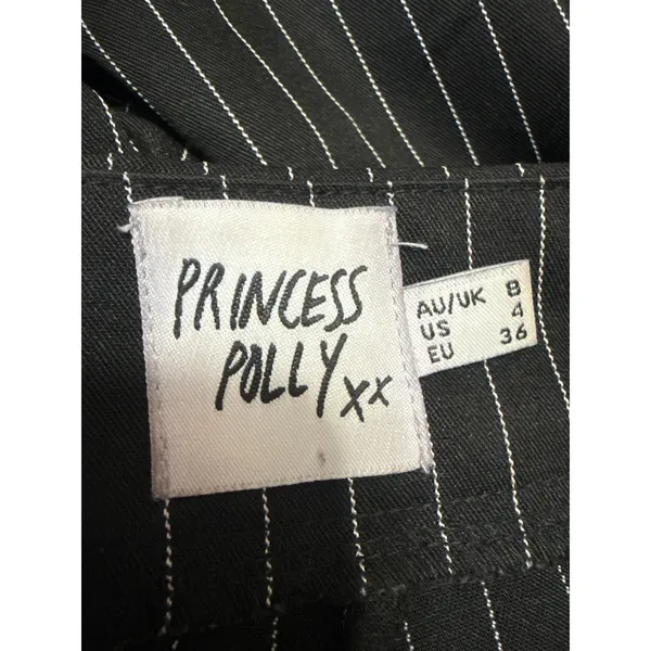 Princess Polly Women's Black Stripe High Rise Palazzo Wide Leg Trousers Pants 4 - Image 4