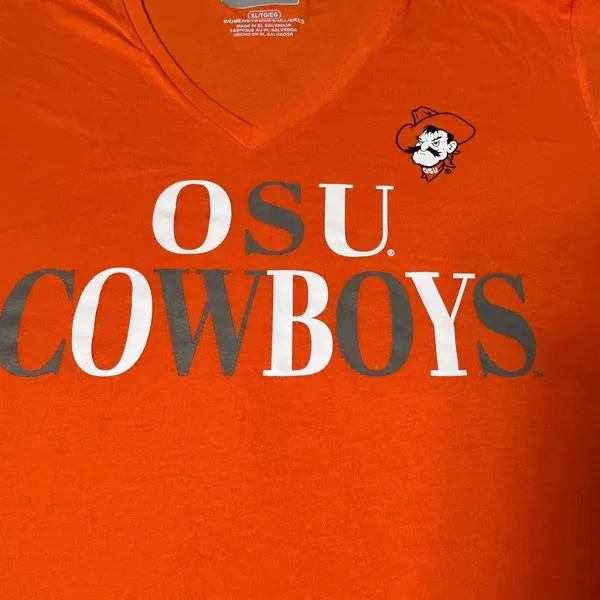 NEW OSU Cowboys Captivating Womens XL Orange V‎ Neck T Shirt Oklahoma State Tee - Image 4