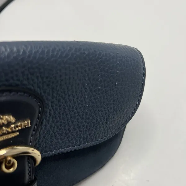 Coach Kleo Crossbody Navy Blue Suede Denim Leather Chain Gold Strap Mini Purse - Image 12