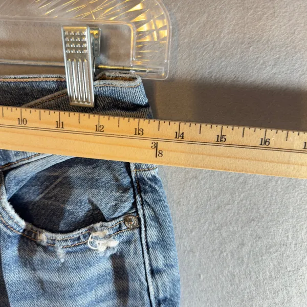 533 | American Eagle Low Rise Baggy Jean Lace Insert Flare Coquette Y2K 00 Short - Image 3