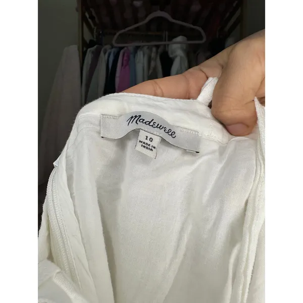 Madewell Embroidered Eyelet Tie Back‎ Cami Midi Dress Size 10 White - Image 8