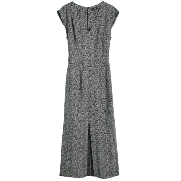 EUC Madewell Cap Sleeve V Neck Midi Dress Floral Cupro Blend Size 4 Retail $128 - Image 4