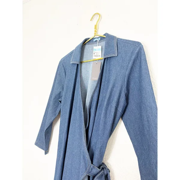 Tuckernuck J. Mclaughlin Lila Indigo Cotton Stretch Denim Wrap Dress Size Medium - Image 8