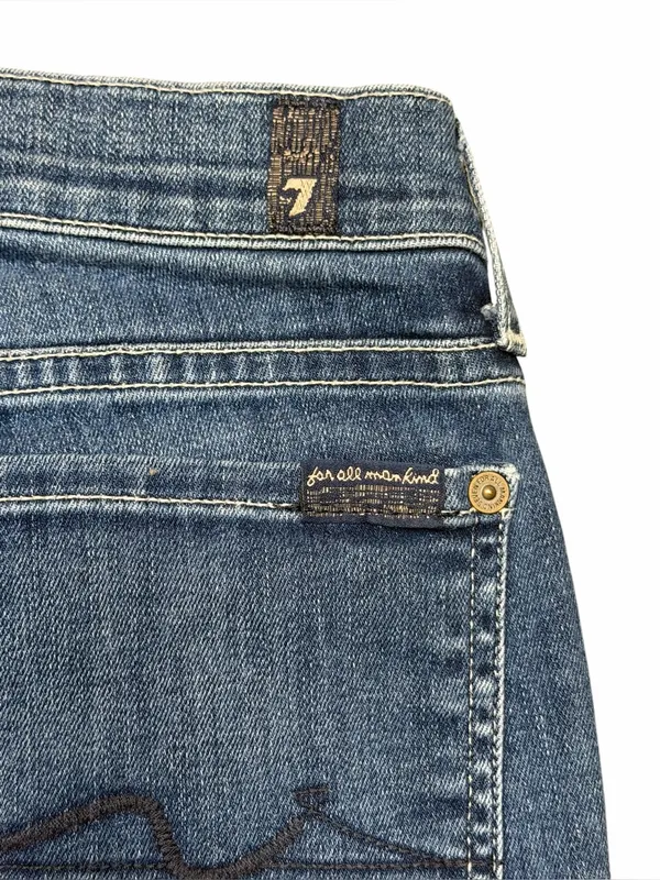 7 For All Mankind Bootcut Jeans 27 Medium Wash Blue Denim Y2K Vibe Long Inseam - Image 7
