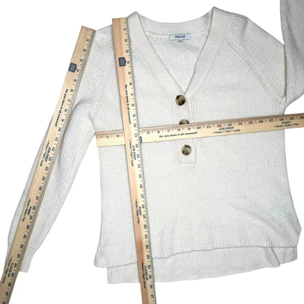 Madewell‎ XS Wool Long Sleeve Quarter Button Henley Pullover Sweater Beige Ivory - Image 6