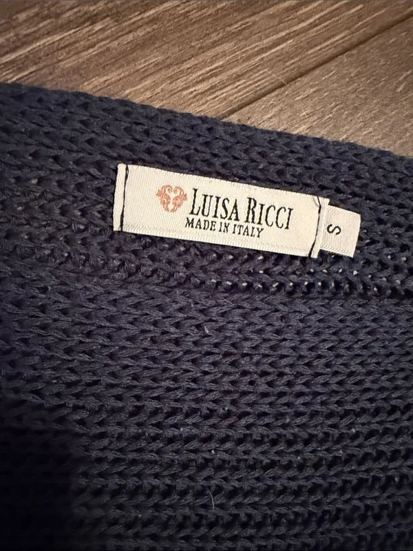 Luisa Ricci Boxy Knit Navy Short-Sleeve Crewneck Sweater size small - Image 2