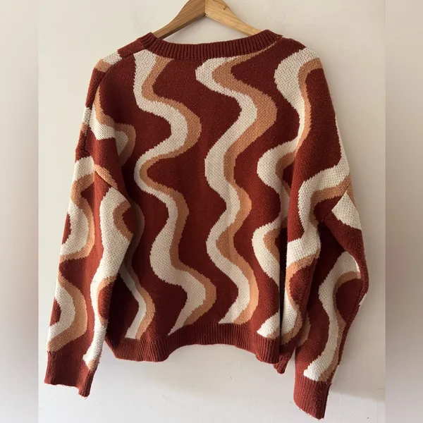 Altar’d State Brown Groovy Retro Style Andie‎ Oversized Sweater - Image 4