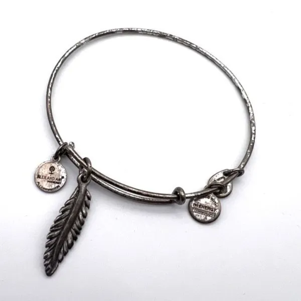 Alex and Ani Feather‎ Charm Bangle Bracelet Silver tone - Image 2