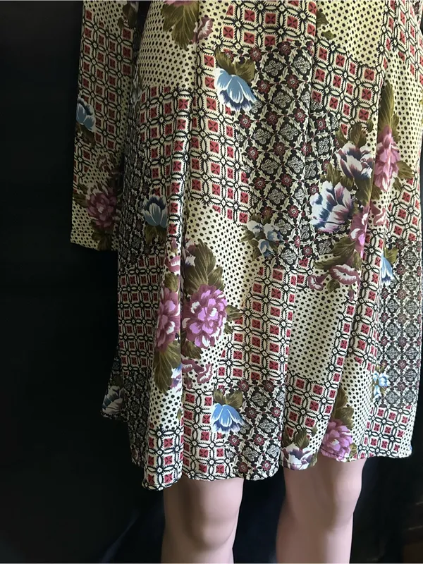 Necessary Objects Vintage Olive Patchwork Floral Midi Dress SM NWT - Image 6