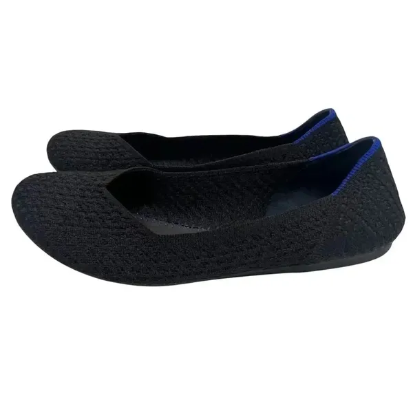 Rothy’s Flat Knit Honeycomb Rounded Toe Flats shoes Black/Blue Halo Size 7 - Image 2