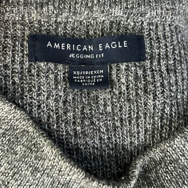 American Eagle Striped Mock Neck Sweater XS Relaxed Fit High Low Hem Knit - Image 7