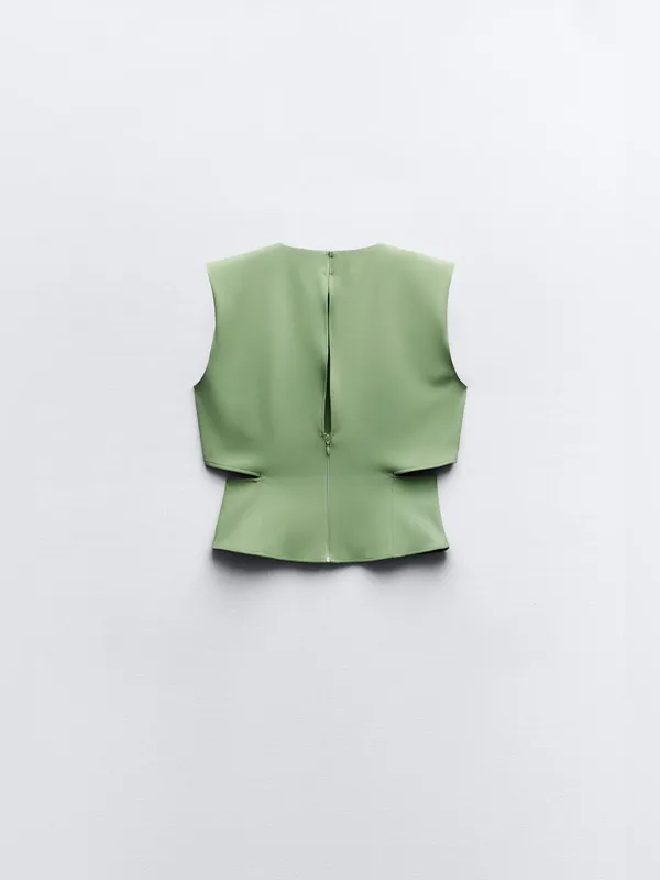 Zara, Crepe Cut-Out Top Size Small - Image 8