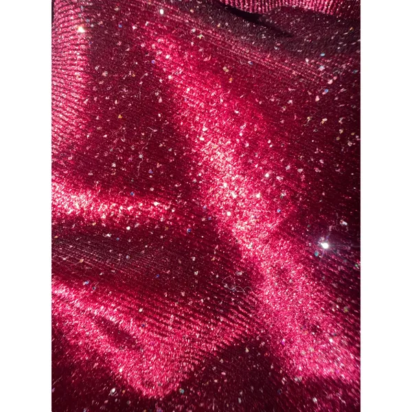 Iris Burgundy Glitter Velvet Cowl Neck Midi Dress L whimsigoth y2k 90's boho par - Image 6