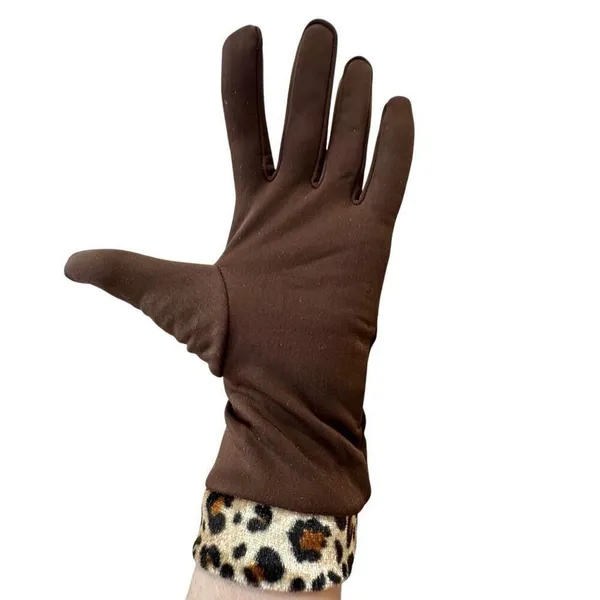 Chilly Jilly brown leopard trim gloves - Image 2