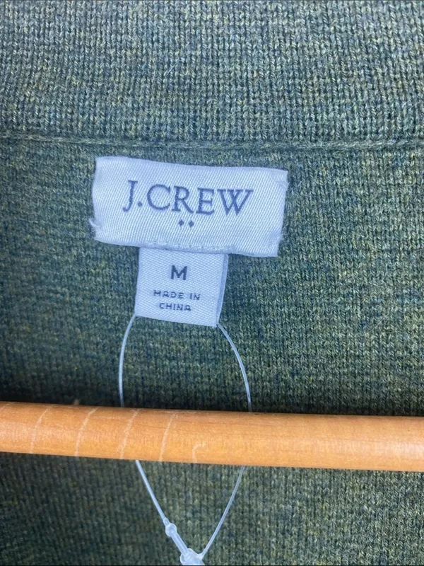 J Crew Olive Army Green Knit Long Sleeve Button Schoolboy Blazer M - Image 4