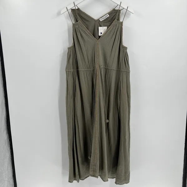 Apiece Apart Daphne Midi Dress Size 6 Embroidered Trim 100% Cotton Boho Bohemian - Image 2