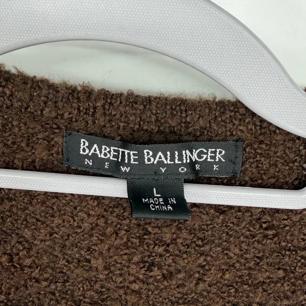 Babette Ballinger Brown Striped Fringe Open Front Cardigan Sweater Womens Large‎ - Image 5