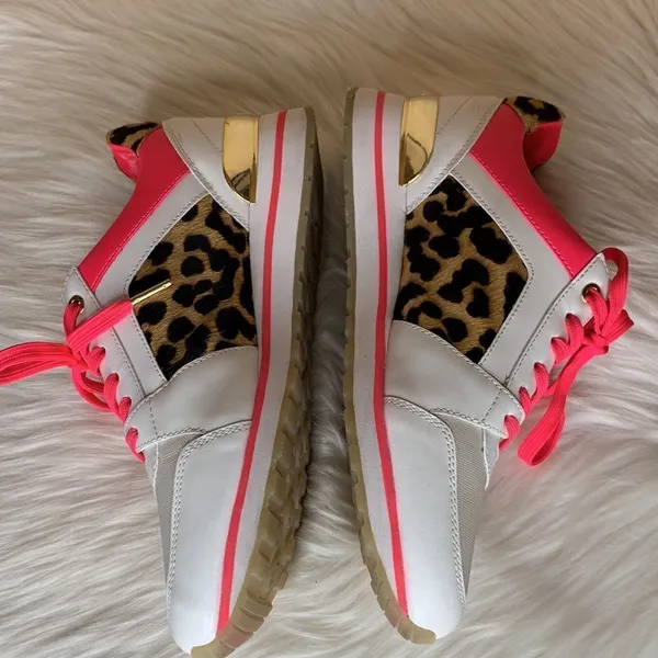 Michael Kors Billie Trainer Leather Leopard Print Sneakers Size 9 - Image 11