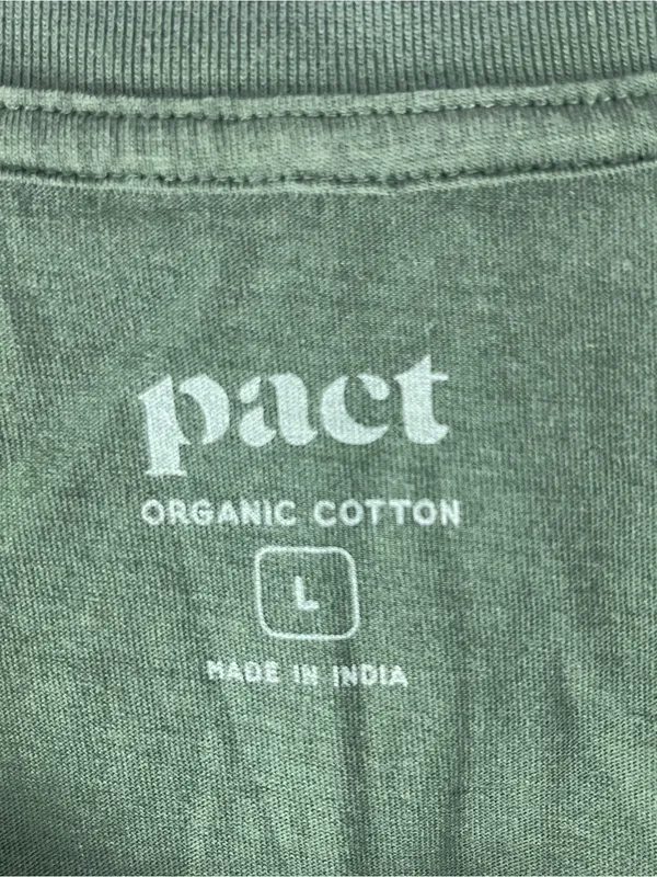 PACT Green 100% Organic Cotton 3/4 Sleeves Tee Size Large Casual Neutral - Image 3