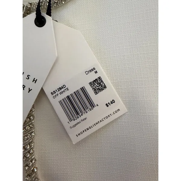 English Factory NWT White Rhinestone Bow Shift Dress Medium Bridal Cocktail $140 - Image 4
