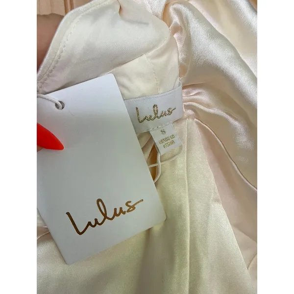 NWT Lulus Start of Forever Ivory Satin Halter Mermaid Maxi Dress Wedding Gown S - Image 10