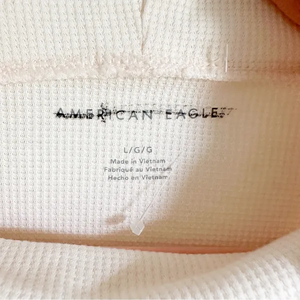 American Eagle Outfitters Cream Ivory Cowl Neck Waffle Knit high low top Large - Image 6
