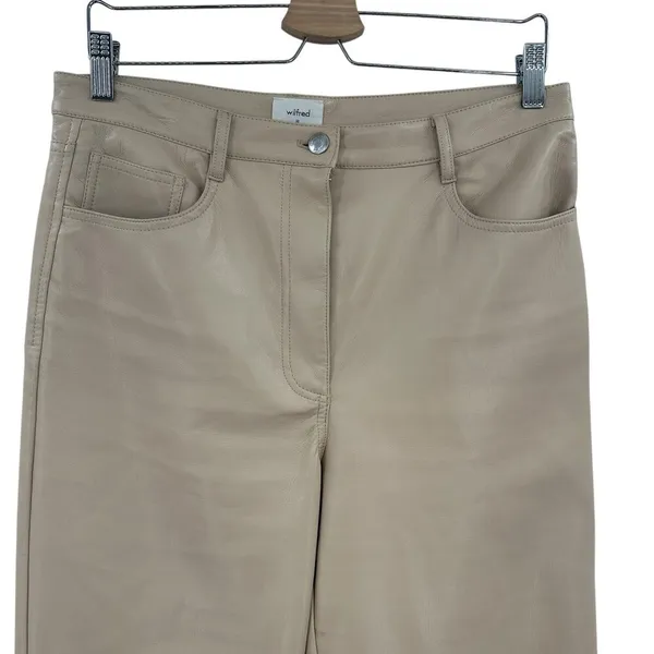 Aritzia Wilfred The Melina Pants Vegan Leather‎ Cropped Beige Size 10 - Image 2