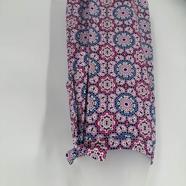 Loft Petites Skirt Womens 10P Purple Geometric Medallion Linen Blend Wrap Midi - Image 2
