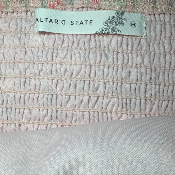 Altar’d State Floral Pink Ruffle Crop Top - Image 4