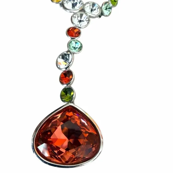 Swarovski Multicolor Crystal Orange Teardrop Y Drop Necklace - Image 12