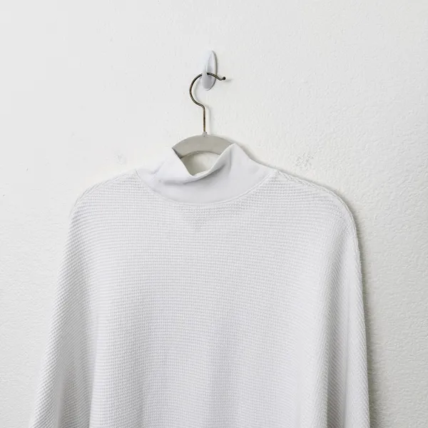 [Abercrombie & Fitch] White Waffle Knit Mock Neck Oversized Sweater Size L/XL - Image 4