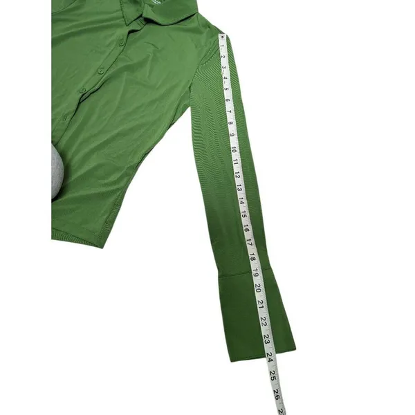 Abercrombie & Fitch slim jersey button down shirt green Small - Image 10