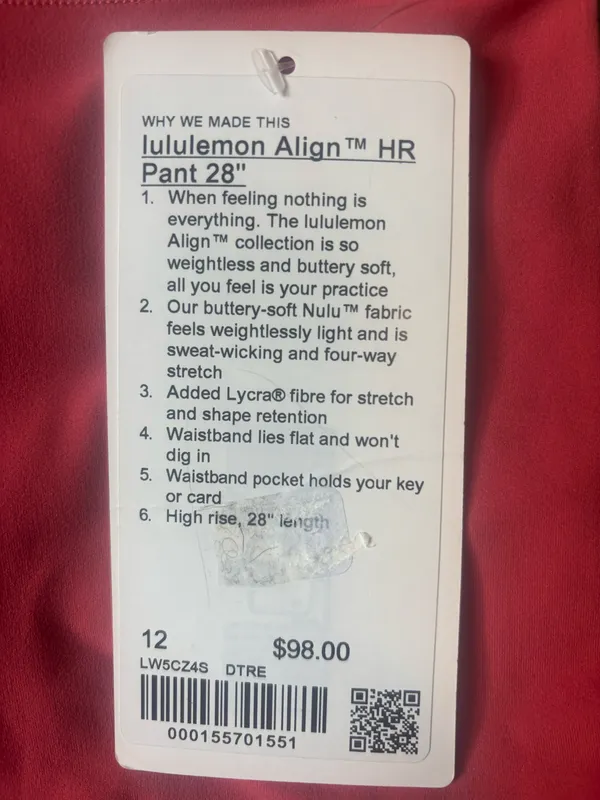 Lululemon Align High-Rise Pant 28" Desert Red Size 12 - Image 5